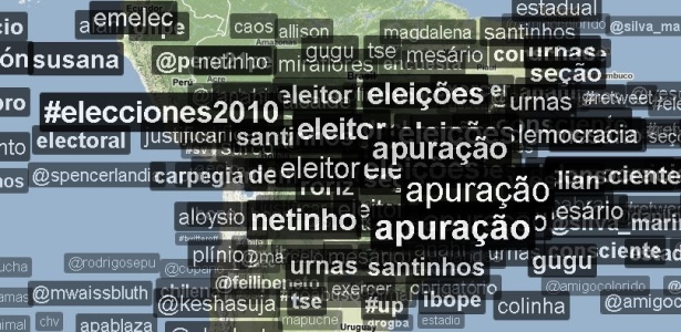 Palavras ligadas s eleies dominaram o Twitter neste domingo (fonte: Trendsmap)
